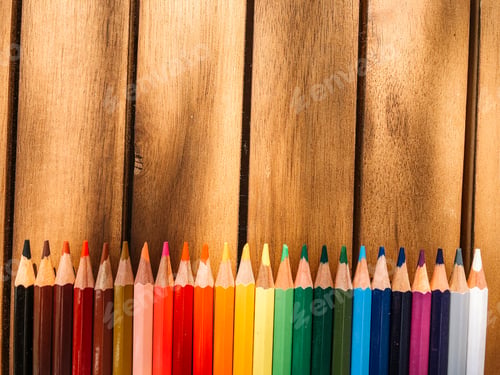 Preview: Exhibition Of Colored Pens On Cheerful Background.