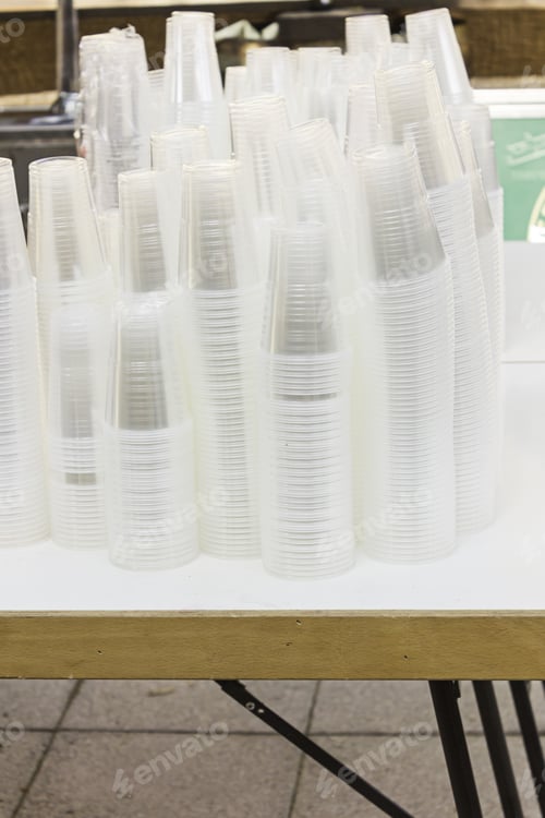 Preview: Plastic Cups In Bar Table, Hospitality And Celebration