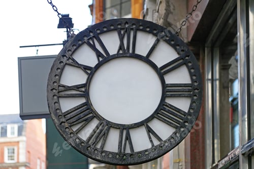 Preview: Round Public Clock Dial Without Needles At Building In London