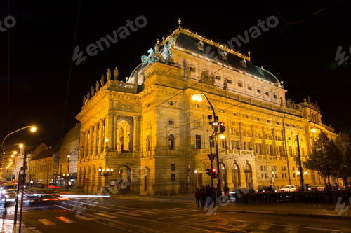 Preview: The Night View On The Prague National Theater, Czech Republic