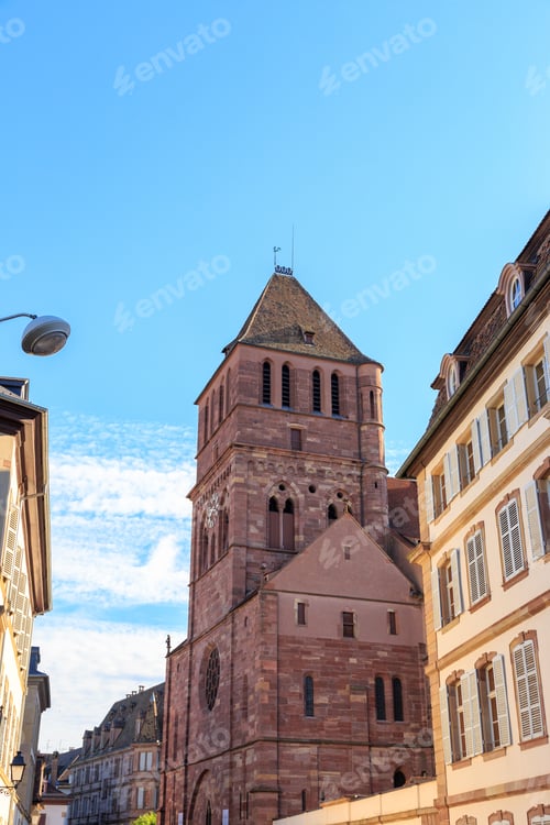 Preview: Strasbourg, France. Houses In The Historical Center Of Strasbourg. Church Of St. Thomas. Protestant