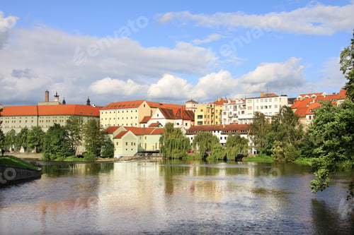 Preview: The Colorful Medieval Town Pisek In Czech Republic Above The River Otava