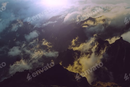Preview: Beautiful Sunset On The Hill Above Clouds