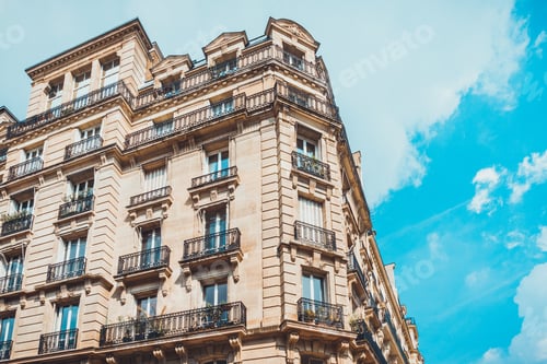 Preview: European Apartment Housing Built In Classic Architectural Style As Seen From A Low Angle View