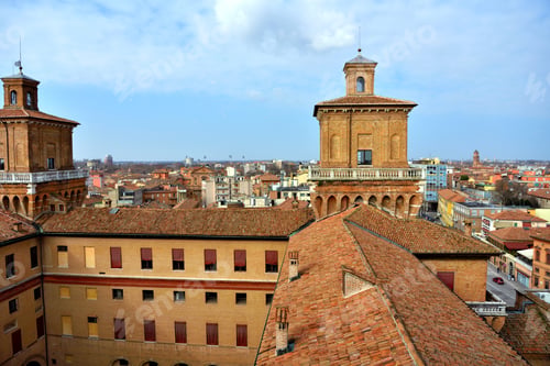 Preview: Panorama Of The Historic Center Seen From The Este Castle Ferrara Italy