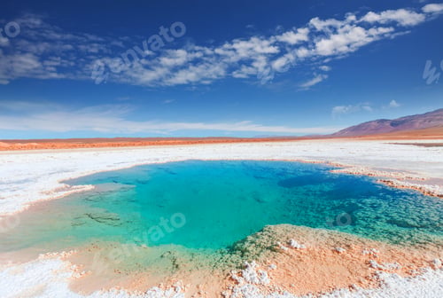 Preview: Salt Water Pool In Salinas Grandes Salt Flat - Jujuy, Argentina. Unusual Natural Landscapes.