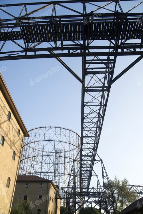 Preview: Old Iron Structure In Rome Italy, Which Was Used To Store Gas For City Use.