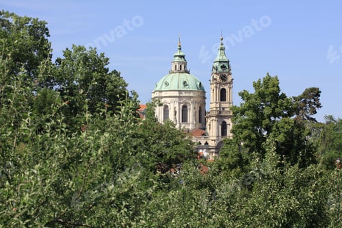 Preview: Spring Prague St. Nicholas' Cathedral With The Green Nature, Czech Republic
