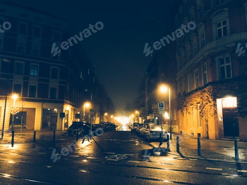 Preview: Street In Prenzlauer Berg At Night