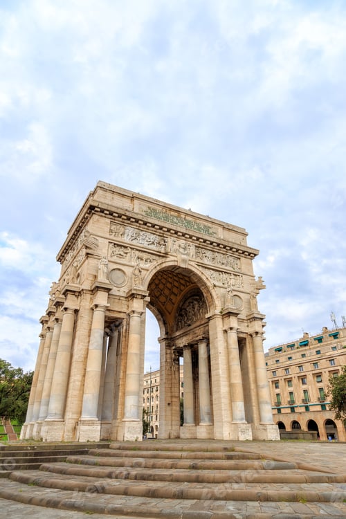 Preview: Italy, Genoa. Arch Of Victory. Text In En: Genoa. The Sons Dead For The Homeland Fighting On The
