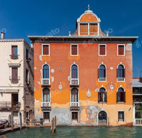 Preview: Facades Of Old Medieval Houses Along The Canals. Venice. Italy.