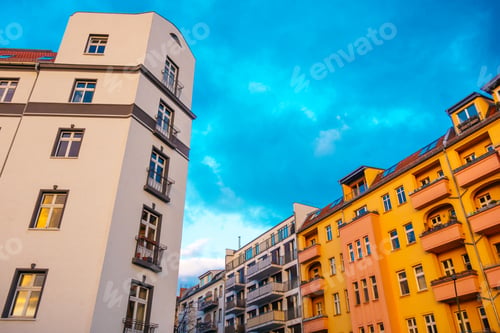 Preview: Some Colorful Buildings At Friedrichshain With White And Orange Facades