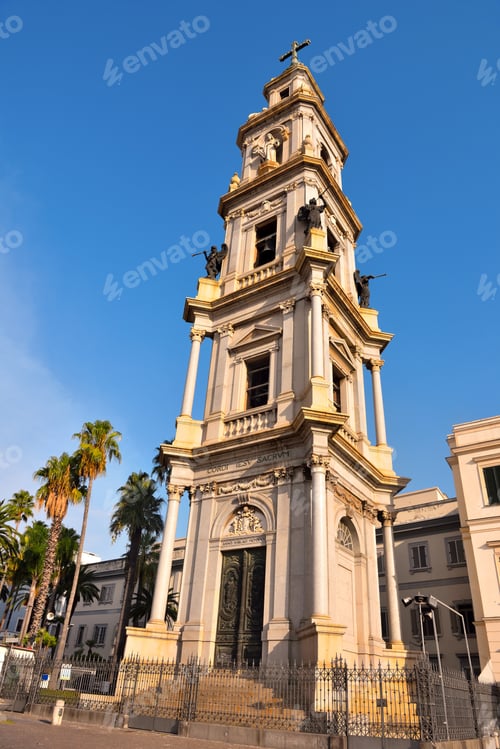 Preview: Bell Tower Of The Sanctuary Of The Blessed Virgin Of The Rosary Of Pompeii Italy Written In Latin