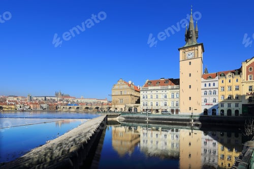 Preview: View On The Winter Prague Gothic Castle With The Charles Bridge, Czech Republic