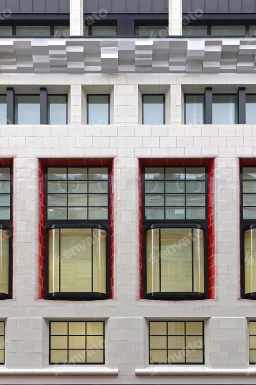 Preview: Big Glass Windows Exterior On White Facade Building