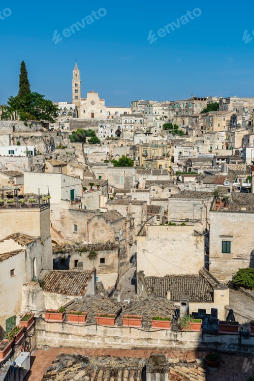 Preview: Sassi Of Matera. Sasso Caveoso At Sunset. Magic Of Cave Houses. Unesco World Heritage Site.