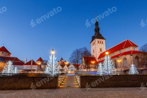 Preview: Tallinn. City Street In Christmas Illumination.