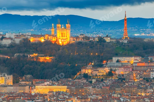 Preview: Lyon. Aerial View Of The City At Night.