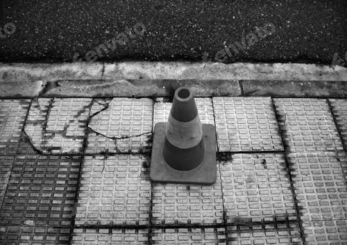 Preview: Signal Cone Of Danger In Street In Works, Construction And Notice