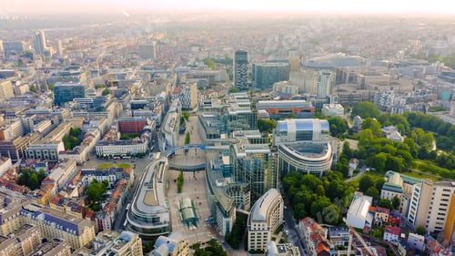 Preview: Brussels, Belgium. The Complex Of Buildings Of The European Parliament. State Institution, Aerial