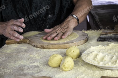 Preview: Man Kneading Bread In Bakery, Crafts And Work