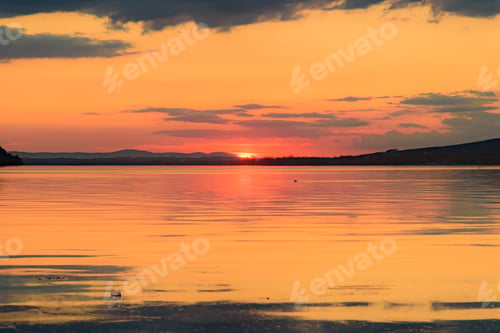 Preview: Dramatic Sunset Over The Pier Of Lake Trasimeno In Umbria Italy