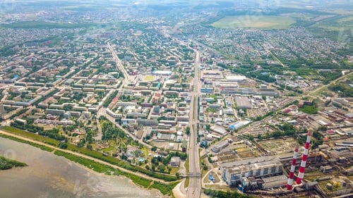 Preview: Kuznetsk Bridge Over The River Tom. Panoramic View Of The City Of Kemerovo. Russia, From Dron