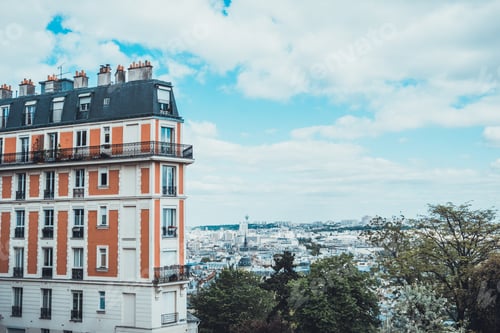 Preview: Tall Apartment With Neoclassical Architectural Design Overlooking City Above Tree Line