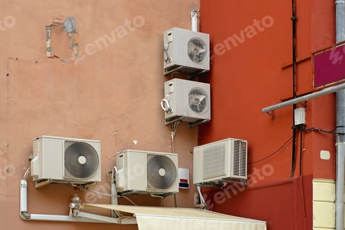 Preview: External Compressor Units Of Air Conditioners At Building Wall