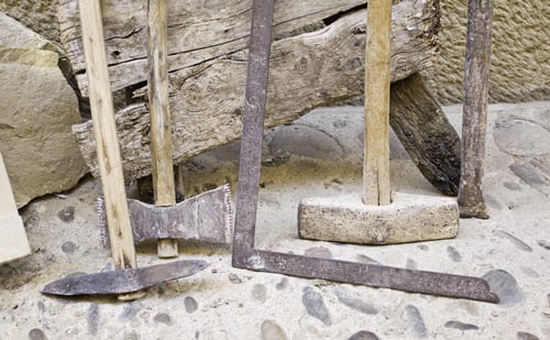 Preview: Tools Stonemason And Carpenter Ancient Wooden Objects And Materials