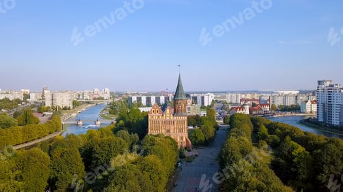 Preview: Kaliningrad Cathedral On The Island Of Kant. Russia, Kaliningrad, From Drone