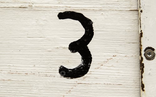 Preview: Number Three Painting In Wood, Symbol And Address