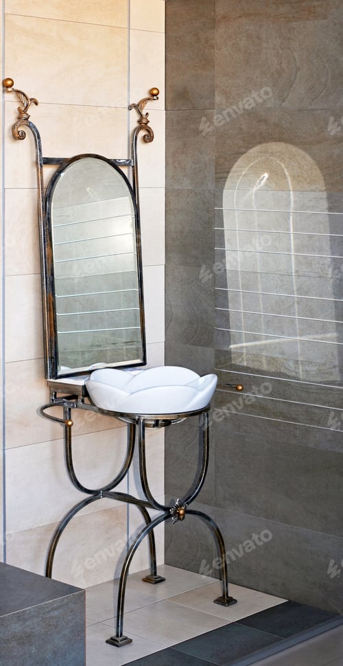 Preview: Self Standing Basin With Mirror In Ironwork