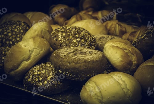 Preview: Buns Of Wholemeal Bread With Sesame, Bakery And Food
