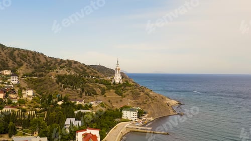 Preview: Malorechenskoe, Crimea. Temple-Lighthouse Of St. Mikoli The Wonderworker, Aerial View