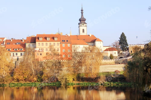 Preview: The Colorful Medieval Town Pisek In Czech Republic Above The River Otava