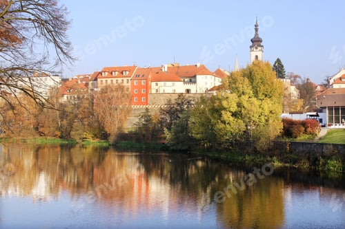 Preview: The Colorful Medieval Town Pisek In Czech Republic Above The River Otava