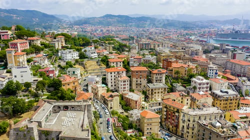 Preview: La Spezia, Italy. Castle Of San Giorgio. View From Above, Aerial View