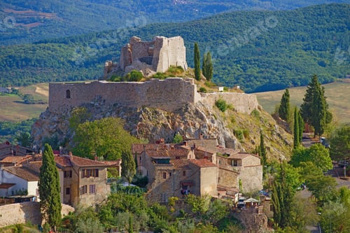 Preview: View Of The Ruins Of A Medieval Castle In The Castiglione D'Orcia. Tuscany, Italy