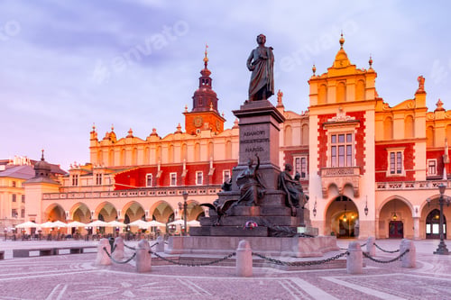 Preview: Old Medieval Building Of Cloth Rows On The Market Square At Dawn. Krakow. Poland.
