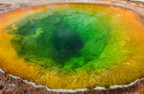 Preview: Colorful Morning Glory Pool - Famous Hot Spring In The Yellowstone National Park, Wyoming, Usa