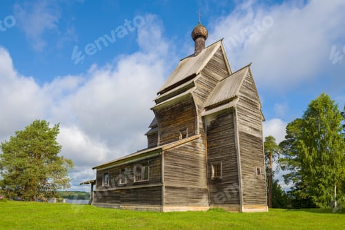 Preview: Medieval Wooden Church Of St. George The Victorious On A Sunny Sunny Day. Rodionovo (Yuksovichi)