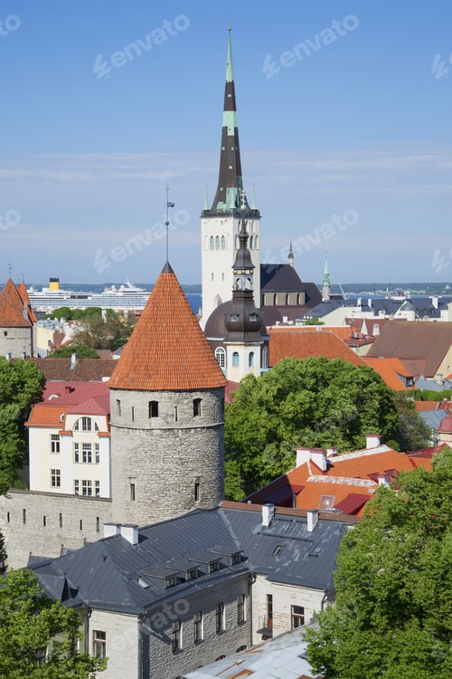 Preview: Views Of The Medieval Tower And Spire Of The Church Of Oleviste. Tallinn, Estonia