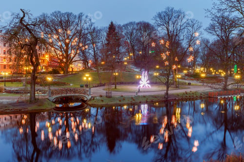 Preview: Riga. City Park At Dawn.