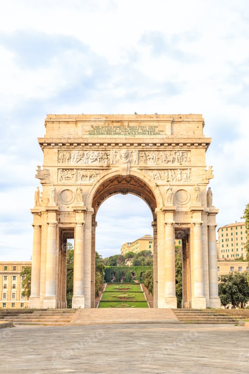 Preview: Italy, Genoa. Arch Of Victory. Text In En: Genoa. The Sons Dead For The Homeland Fighting On The