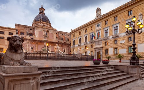 Preview: The Famous Fountain Of Shame In Pretoria Square. Palermo. Sicily. Italy.