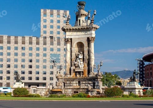 Preview: Plaza Of Spain In Barcelona, A Major Transport Hub.