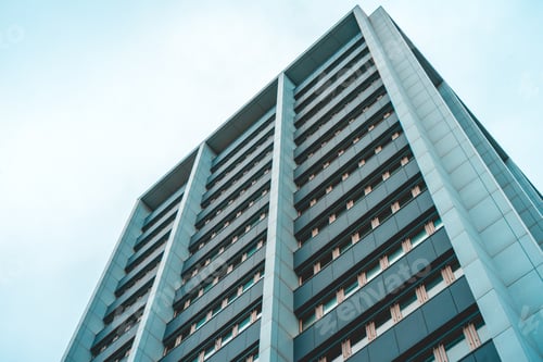 Preview: Cold Colored Picture Of Modern Apartment Skyscraper