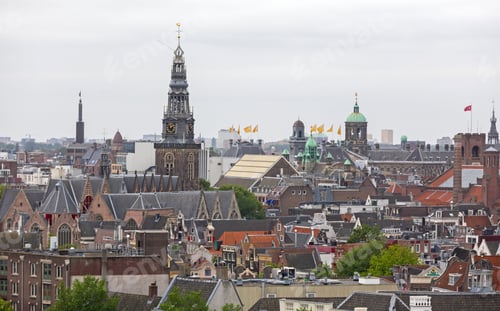 Preview: Rooftops Cityscape Amsterdam Netherlands At Cloudy Day