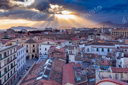 Preview: Scenic Aerial View Of The City On A Sunny Morning. Palermo. Sicily. Italy.